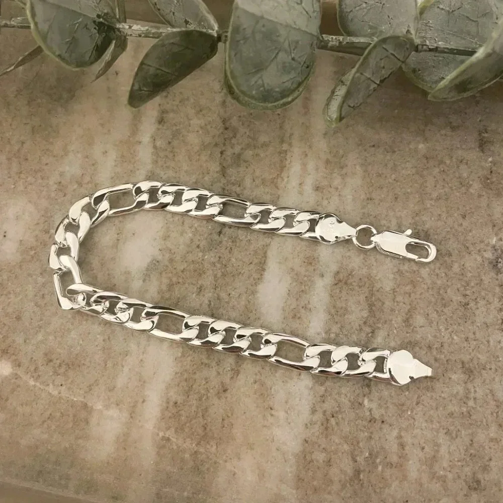 925 Sterling Silver Flat Chain Link Bracelet Modern Bracelet